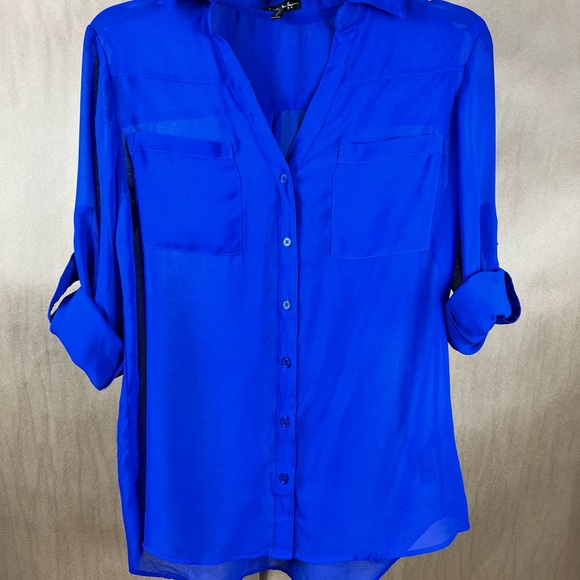 Nicole Miller see through button up shirt. - Picture 4 of 7